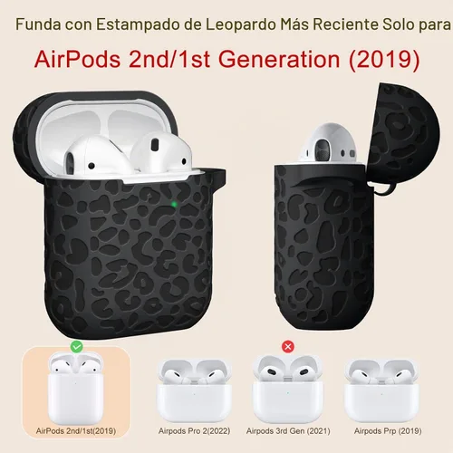 Vista 5 de Funda para Airpod Case y 2ª Generación con Diseño Leropard Grabado Compatible con Apple AirPods 2ª/1ª Generación de Carga, Bonita Protección