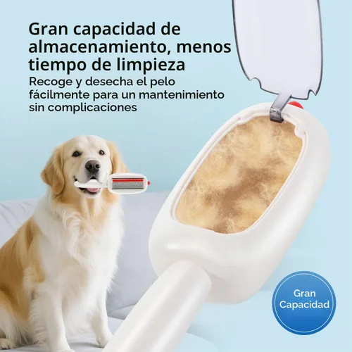 Vista 6 de Cepillo de rodillo reutilizable para eliminar pelusas para mascotas, gato y perro, herramienta de rodillo de eliminación de pelo para ropa (blanco)