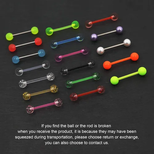 Vista 4 de PiercingArt Glow In Dark Plastic Tongue Nipple Rings Neon Rubber Acrylic Nipple Tongue Piercing Jewelry Bioplast Nipplering Jewelry Set Surgical