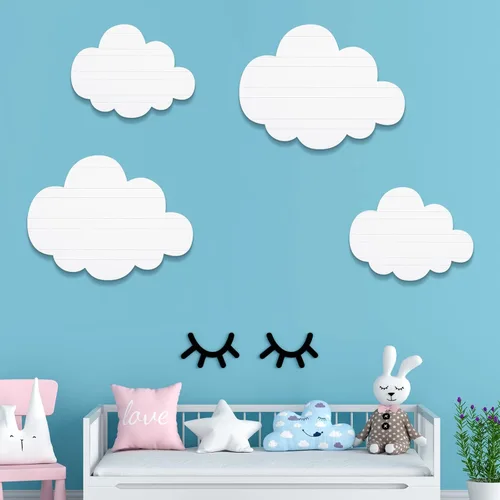Vista 6 de Ferraycle 4 piezas de decoración de pared de madera de nube, nubes colgantes blancas extraíbles para guardería, dormitorio, sala de estar, 2