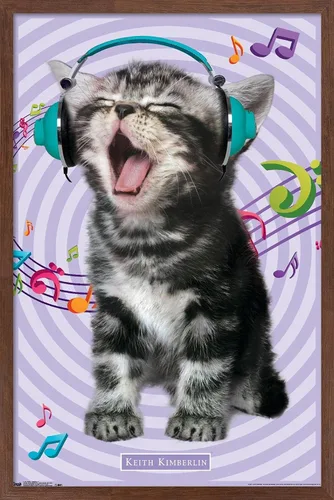 Vista 9 de Trends International Keith Kimberlin - Gato - Póster de pared cantando, 14.725 x 22.375 pulgadas, versión con marco de madera tipo granero