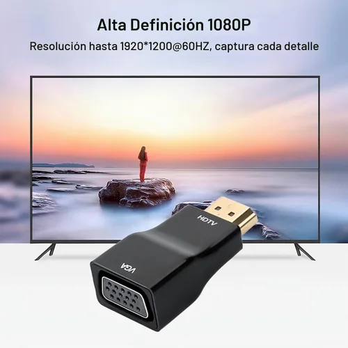 Vista 7 de Convertidor adaptador HDMI a VGA, cable macho a hembra de 1080P