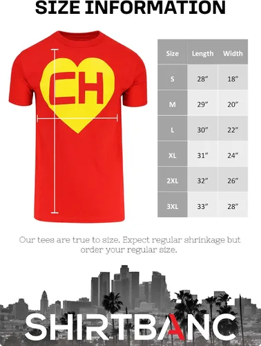 Vista 8 de ShirtBANC Chespirito Chapulin Colorado Camisa Hombre - CH Heart Tee Chavo del Ocho