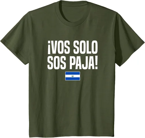 Vista 15 de Camiseta Vos Solo Sos Paja Salvadoran Slang Bandera de El Salvador, Negro