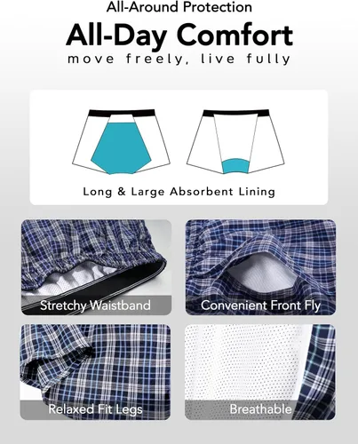 Vista 4 de TIICHOO Ropa interior para incontinencia para hombre, lavable para incontinencia urinaria, bóxer de absorción regular, ropa interior a prueba