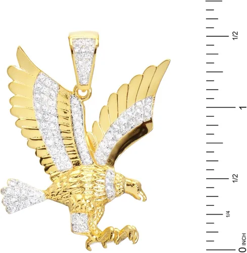 Vista 2 de metaltree98 Colgante de águila americana mini chapado en oro de 14 quilates para hombre 24 "Miami Cubana Chain Set BCH 13585 TT, Latón, Circonia