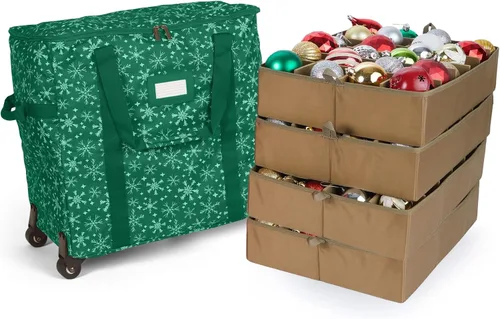 Vista 67 de Covermates Keepsakes Bolsa de almacenamiento ajustable para adornos, con asas de transporte, protección acolchada, ruedas dobles, almacenamiento
