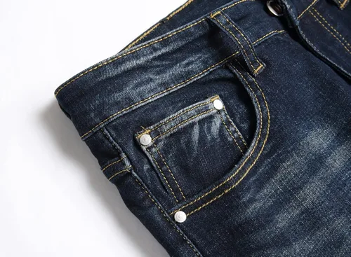 Vista 5 de OIIIO Jeans elásticos rasgados de ajuste regular para hombre