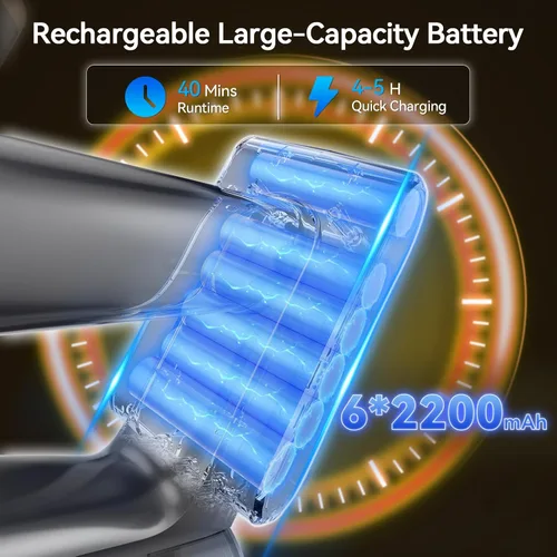 Vista 5 de Aspiradora inalámbrica N8, aspiradora de palo ligera con potente succión, batería de 2200 mAh, tiempo de funcionamiento de 40 minutos, aspiradoras