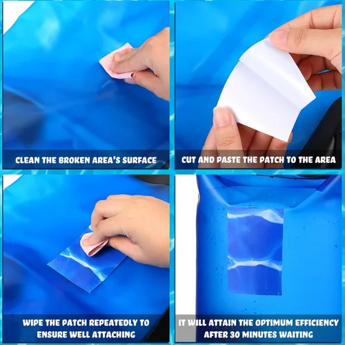 Vista 4 de Nuanchu Parche de vinilo de 12 x 40 pulgadas, parche de reparación de PVC autoadhesivo impermeable para piscinas sobre el suelo, natación, casa