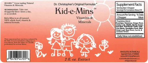Vista 2 de Christopher's Original Formulas Kid-E-Mins Vitaminas y minerales, sabor natural a naranja, multivitamínico líquido para niños, 2 onzas