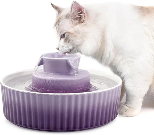 Vista 5 de Wave and Cup Cake - Filtro de fuente de porcelana para gatos, 8 filtros de carbono, 2 filtros de espuma, fuente de cerámica, dispensador de agua