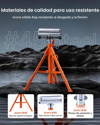 Vista 5 de VEVOR Soporte de rodillo, resistente soporte de herramientas de capacidad de carga de 2500 libras, altura ajustable de 28 a 52 pulgadas, diseño