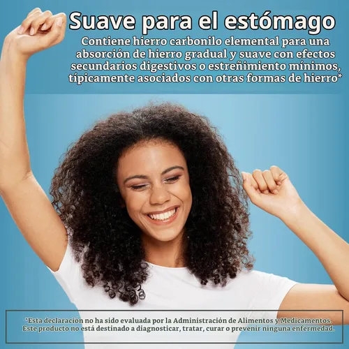 Vista 3 de Suplemento de hierro, hierro carbonílico 65 mg, vitamina C 270