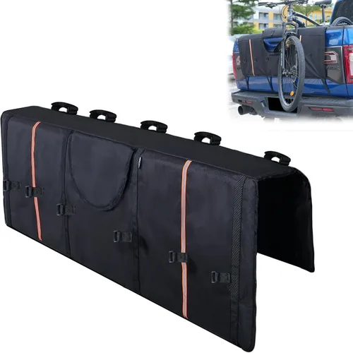 Vista 11 de Amooca - Almohadilla para puerta trasera de camioneta para bicicletas de montaña, con 2 bolsillos para herramientas, de 42" de ancho para 4