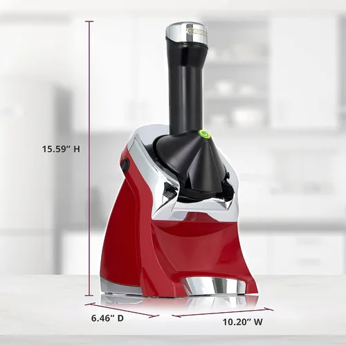 Vista 7 de Yonanas 988RD Deluxe - Máquina Vegana, Sin Lácteos, de Helado Suave de Frutas Congeladas, Incluye 75 Recetas, 200 W, Color Rojo
