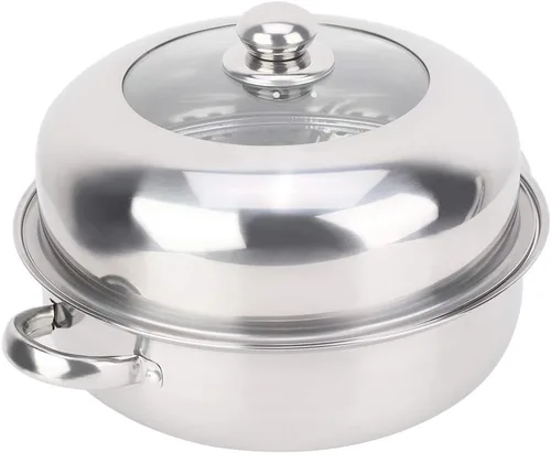 Vista 7 de Olla de vapor, 11.0 in de acero inoxidable de una sola capa olla olla olla de vapor de alimentos olla utensilios de cocina para cocina doméstica