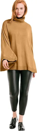 Vista 4 de ellos Suéter de poncho de cuello alto para mujer, talla grande