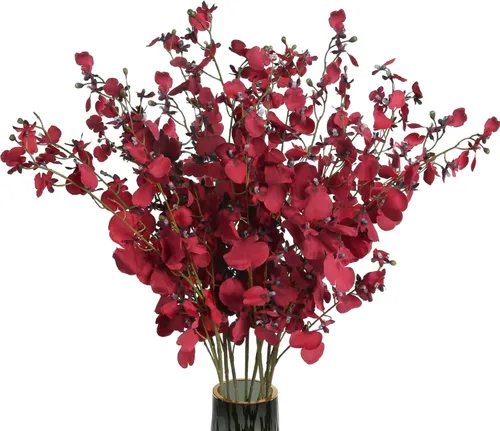 Vista 12 de Flores de orquídeas artificiales, 10 unidades (cada una de 37 pulgadas) orquídeas artificiales de tallo largo, flores artificiales de seda falsas