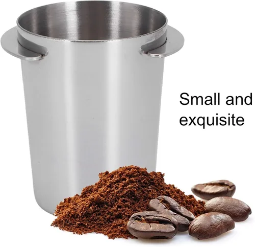 Vista 6 de Fdit Taza dosificadora de acero inoxidable, taza de alimentador de polvo de café de 2.008 in para máquina de café expreso, taza dosificadora de café