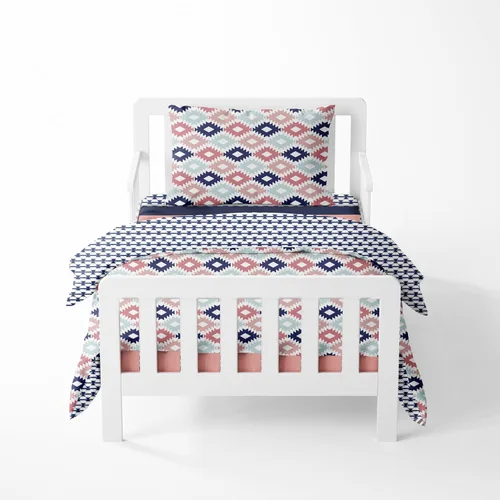 Vista 13 de Bacati - Juego de ropa de cama de algodón de 4 piezas para niñas pequeñas, 100% algodón, incluye edredón reversible, sábana bajera, sábana superior