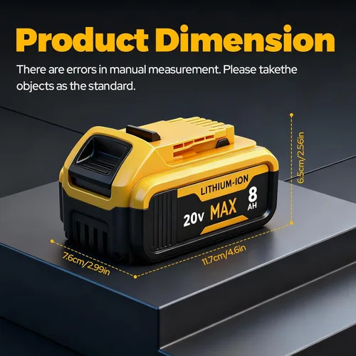 Vista 9 de Paquete de 2 baterías de alta capacidad de 8000 mAh compatibles con DEWALT 20V MAX