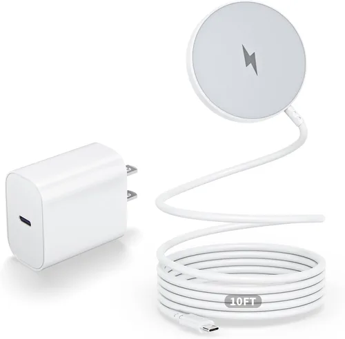 Vista 10 de Cargador magnético inalámbrico, paquete de 2 cargadores rápidos Apple Mag-Safe para iPhone, almohadilla de carga plana segura para iPhone 17Pro