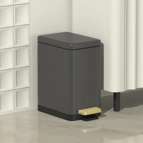 Vista 6 de Mbillion Cubo de basura para baño con tapa - Cubo de basura delgado de acero inoxidable con pedal - Papelera de metal - Cubo de basura rectangular