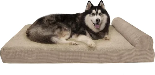 Vista 33 de Furhaven Cama de espuma viscoelástica para perros grandes con refuerzos extraíbles y funda lavable, para perros de hasta 95 libras - Sofá de Gris