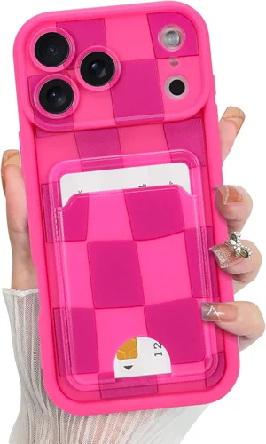 Vista 16 de KANGHAR Compatible con iPhone 13 Funda, Cartera de Silicona a Cuadros con Bonito Patrón, Tarjetero y Protección de Cámara, Suave, Delgada, a Prueba