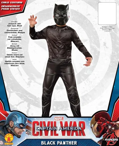 Vista 3 de Disfraz Rubie's, Capitán América Guerra Civil Value pantera negra disfraz, L, Multi