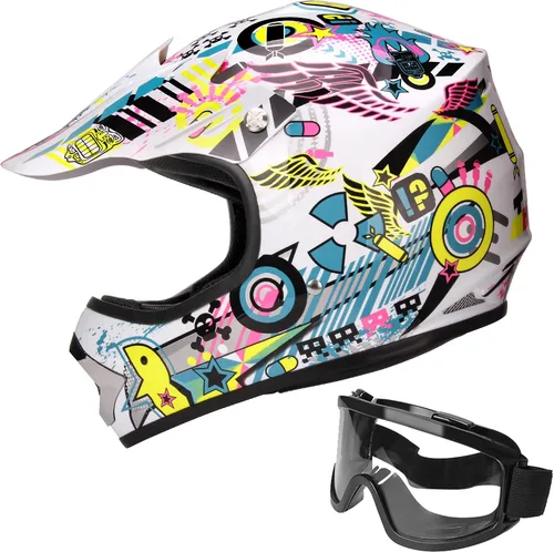 Vista 7 de JAGASOL - Cascos de motocross DOT para niños de 8 a 14 años, cascos de bicicleta de calle, todoterreno, bicicleta de cross para niños, BMX, MX