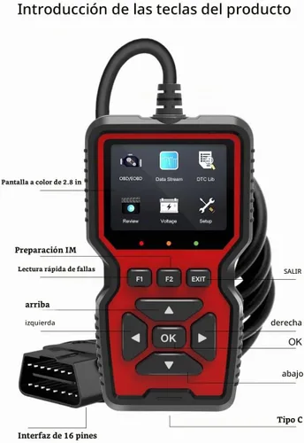Vista 7 de Outzone Escáner V519 OBD2, lector de código universal para automóvil con pantalla a color de 2.8 pulgadas, 10 idiomas y función de impresión