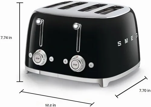 Vista 10 de Smeg Tostadora de 4 Rebanadas Estilo Retro Estético de los 50, 6 Preajustes, Ranuras Extra Anchas, Negro TSF03BLUS