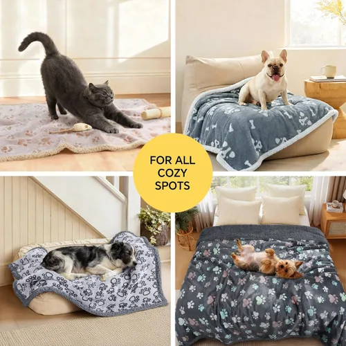 Vista 4 de Luciphia Mantas impermeables para mascotas para sofá o cama, a prueba de orina líquida, lavable, suave, esponjosa, manta reversible para perros