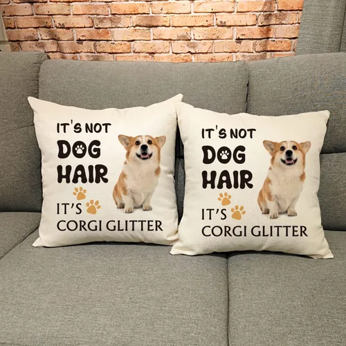 Vista 4 de OUz It's Corgi - Funda de almohada con purpurina, no es pelo de perro, decoración de perro Corgi, divertida funda de almohada de Corgi, regalo