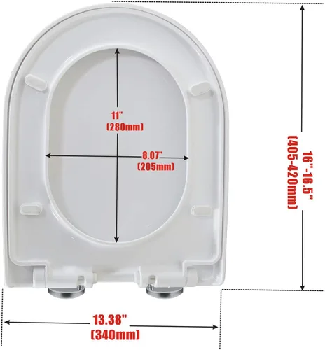 Vista 4 de WinZo Asiento de inodoro pequeño en forma de U para inodoro compacto WinZo WZ5089, diseño de liberación rápida de cierre suave, color blanco