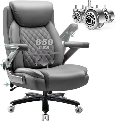 Vista 16 de 600LBS Large Heavy Duty Office Chair with 5D Flip Arms,Comfy Big and Tall Executive Office Desk Chair with Pocket Spring Cushion,High Back Computer