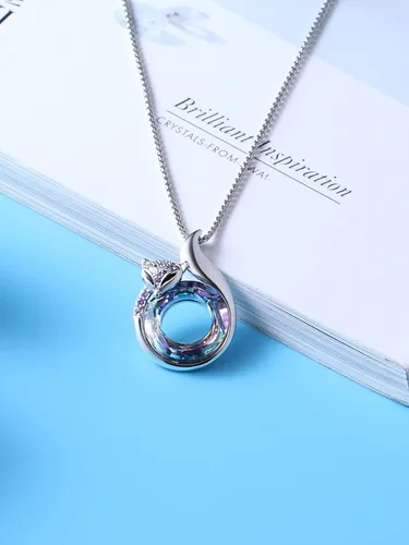 Vista 3 de PLATO H Collar de zorro de cristal lindo collar de aniversario para la cabeza y la cola para mujeres adolescentes niñas mamá regalos del día
