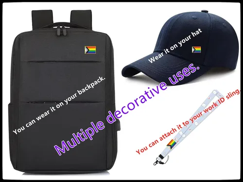 Vista 5 de Metal rectangular Progreso Pride Pin Rainbow Gay Flag LGBTQ Inclusive Progressive Pines de Solapa para ropa Mochila Decoración Mes del Orgullo