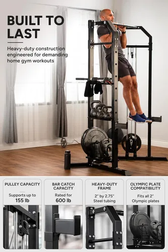 Vista 11 de Marcy Power Cage with Pulley, Pull Up Dip Station, Squat Rack SM-3551AMZ