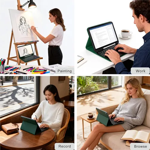 Vista 7 de Funda con teclado para Samsung Galaxy Tab A9+ Plus 2023/A11+ Plus 2025 de 10.9 pulgadas, incluye mouse y teclado magnético con retroiluminación