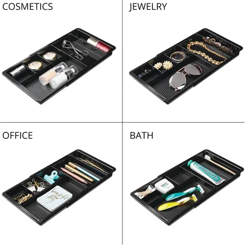 Vista 7 de mDesign Organizador de cajones de plástico expandible y contenedor de almacenamiento para suministros de oficina, lápiz de gel, marcador