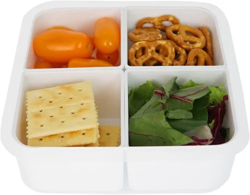 Vista 8 de Recipientes de comida con 4 compartimentos, cuadrados, 4.6 tazas (37.2 fl oz), paquete de 2 Compartimentos extraíbles, tapas herméticas