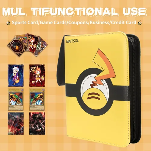 Vista 5 de Maitsol Card Binder for Pokemon Cards 4-Pocket, Trading Card Binder for TCG Cards, 440 Pockets Trading Card Games Album Holder, Pockets Card Holder