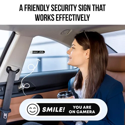 Vista 7 de Calcomanías para cámara Smile You're On (8 piezas) – Adhesivo fuerte, resistente al agua, letreros de «You are on» Tamaño 5 x 1 pulgadas. Adhesivos