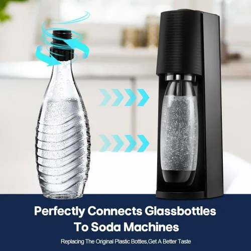 Vista 3 de Adaptador de botellas de sodas de conexión rápida, tapa adaptadora de botella de vidrio de cristal compatible con máquina de soda