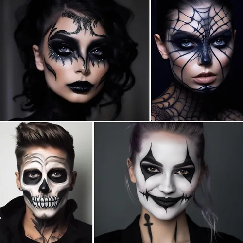 Vista 6 de Pintura facial negra (1.06 onzas), kit de pintura facial activada por agua para niños y adultos, paleta de pintura facial de maquillaje SFX