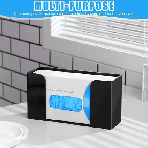 Vista 6 de Weysat 2 piezas de soporte acrílico para guantera, dispensador de guantes para montaje en pared, estante acrílico flotante en pared, dispensador
