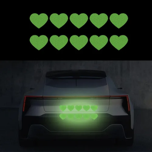 Vista 10 de 10 calcomanías de vinilo de corazón para automóviles, cubierta reflectante de alta intensidad para arañazos, calcomanías para parachoques de Azul
